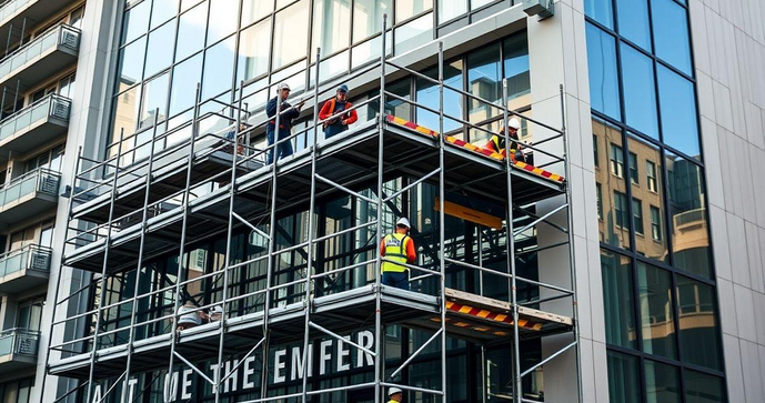Andaime de fachada: tudo o que voc&ecirc; precisa saber para uma constru&ccedil;&atilde;o segura e eficiente